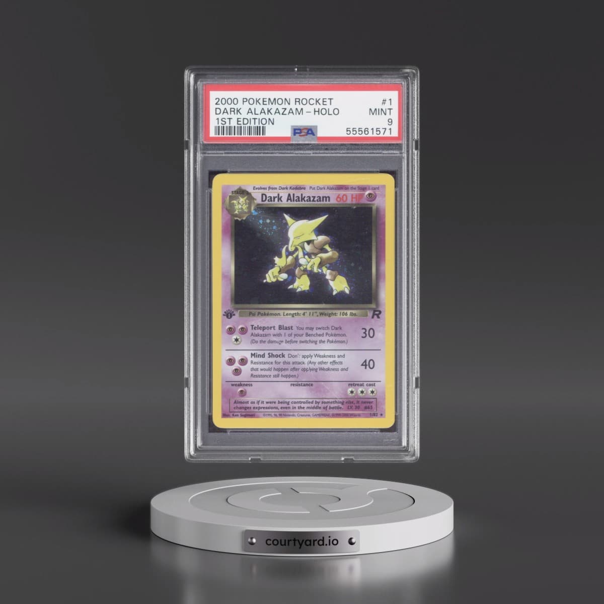 2000 Pokémon Rocket #1 Dark Alakazam - 1st Edition Holo (PSA 9 MINT)