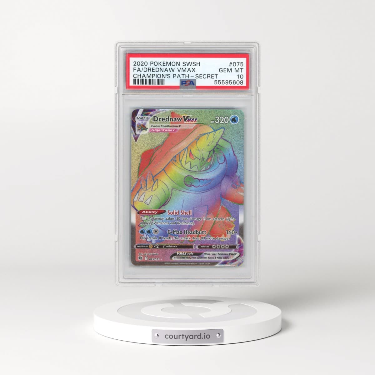 2020 Pokémon Sword & Shield Champion's Path #075 Drednaw Vmax - Full Art Secret (PSA 10 GEM MINT)