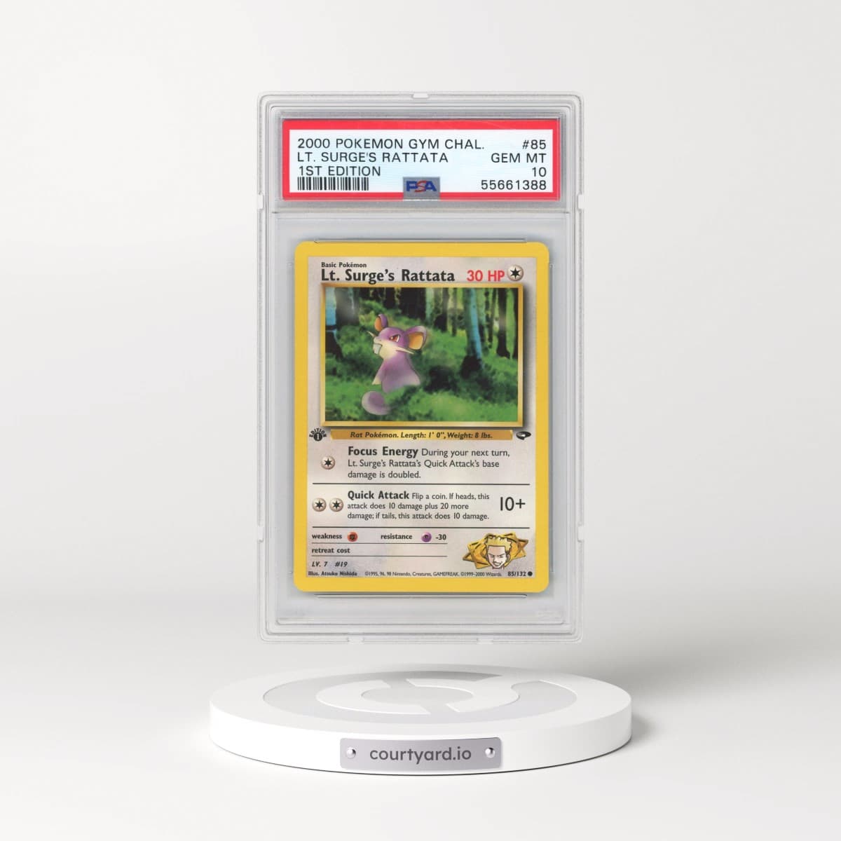 2000 Pokémon Gym Challenge #85 LT. Surge's Rattata - 1st Edition (PSA 10 GEM MINT)