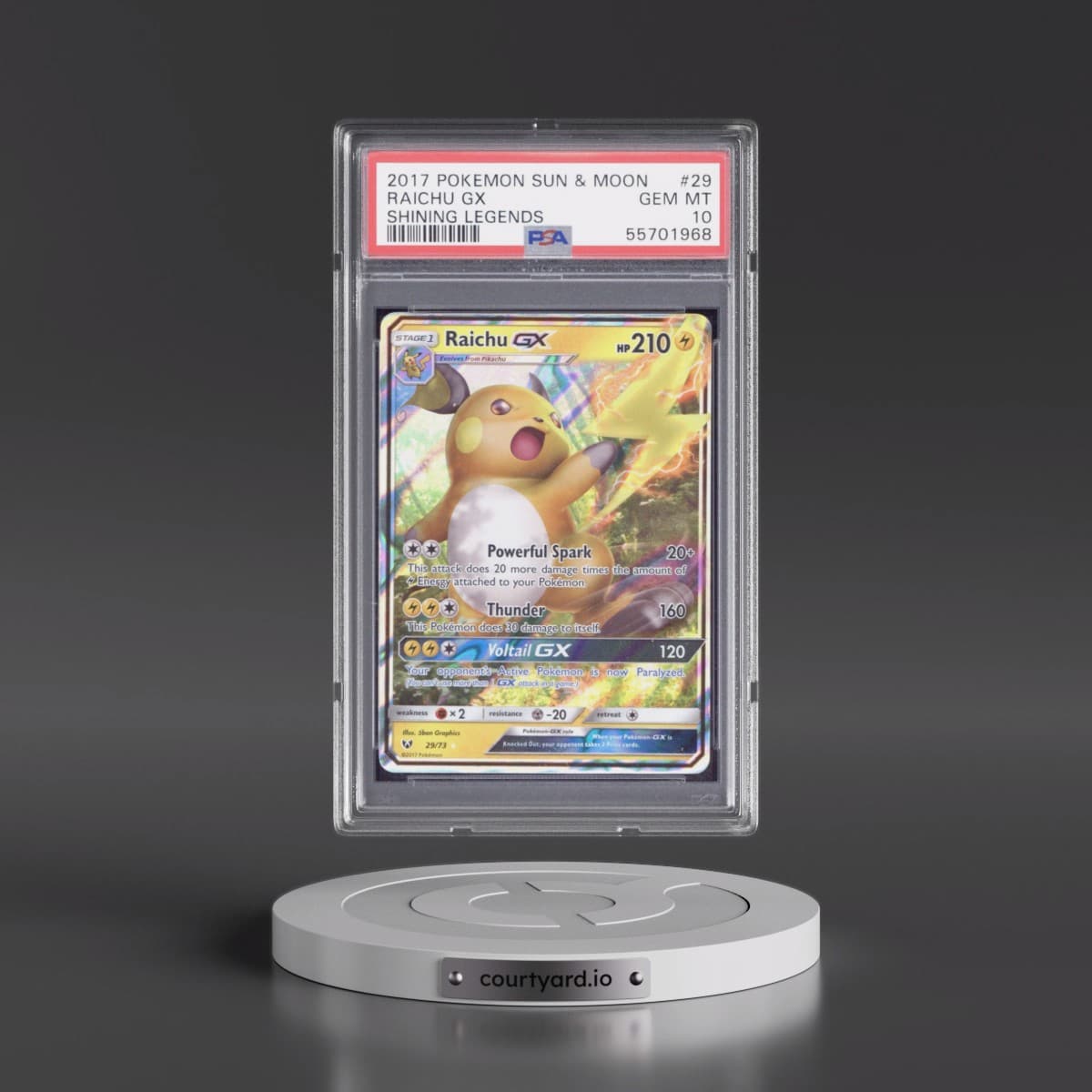 2017 Pokémon Sun & Moon Shining Legends #29 Raichu GX - Holo (PSA 10 GEM MINT)