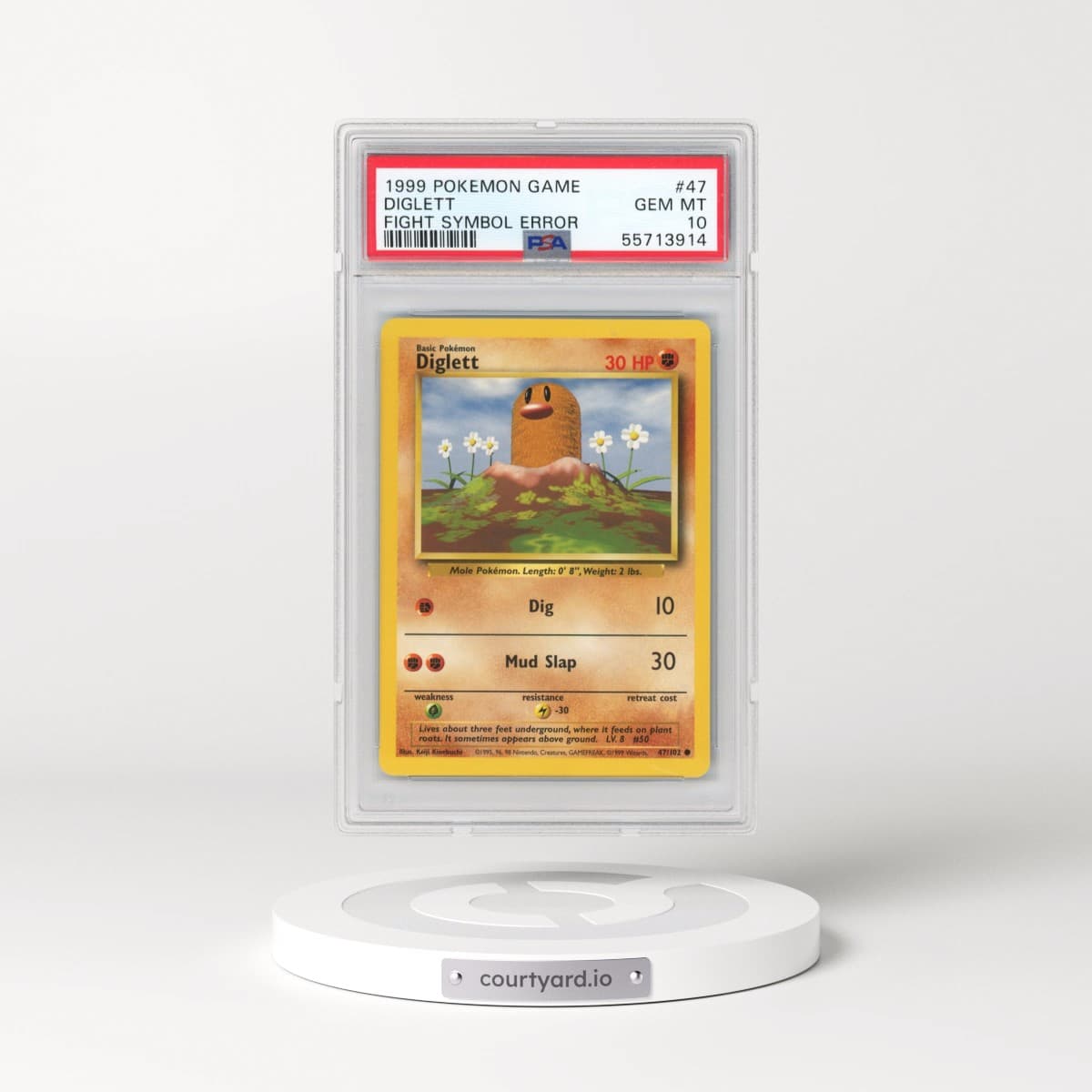 1999 Pokémon Game #47 Diglett - Fight Symbol Error (PSA 10 GEM MINT)