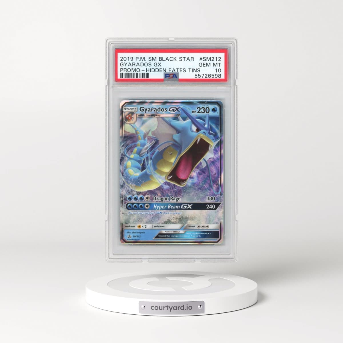 2019 Pokémon SM Black Star Promo #SM212 Gyarados GX - Holo Hidden Fates Tins (PSA 10 GEM MINT)