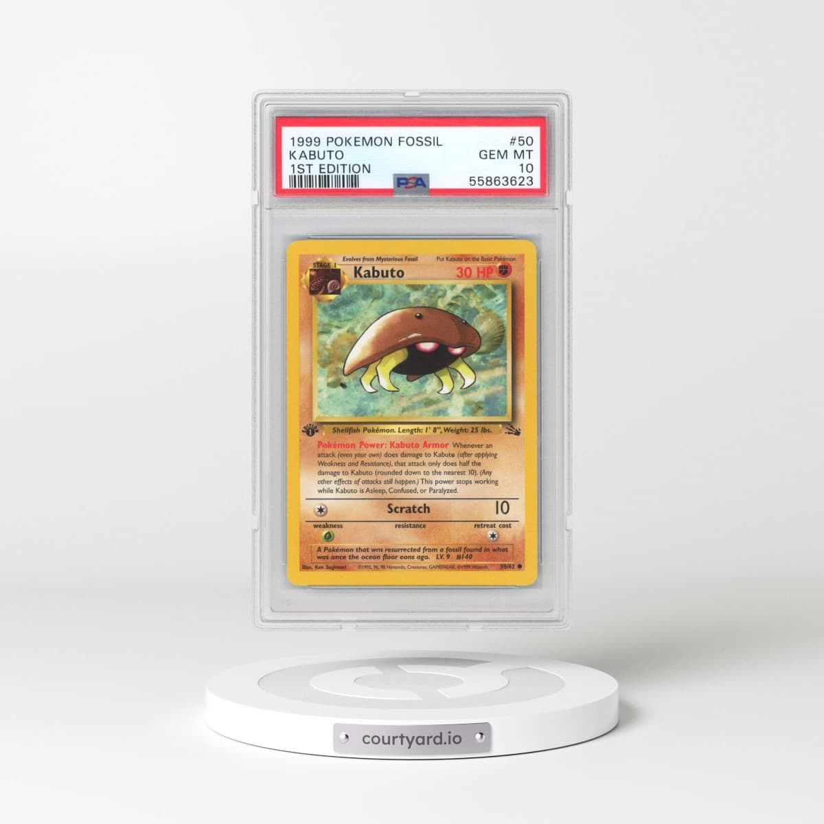 1999 Pokémon Fossil #50 Kabuto - 1st Edition (PSA 10 GEM MINT)