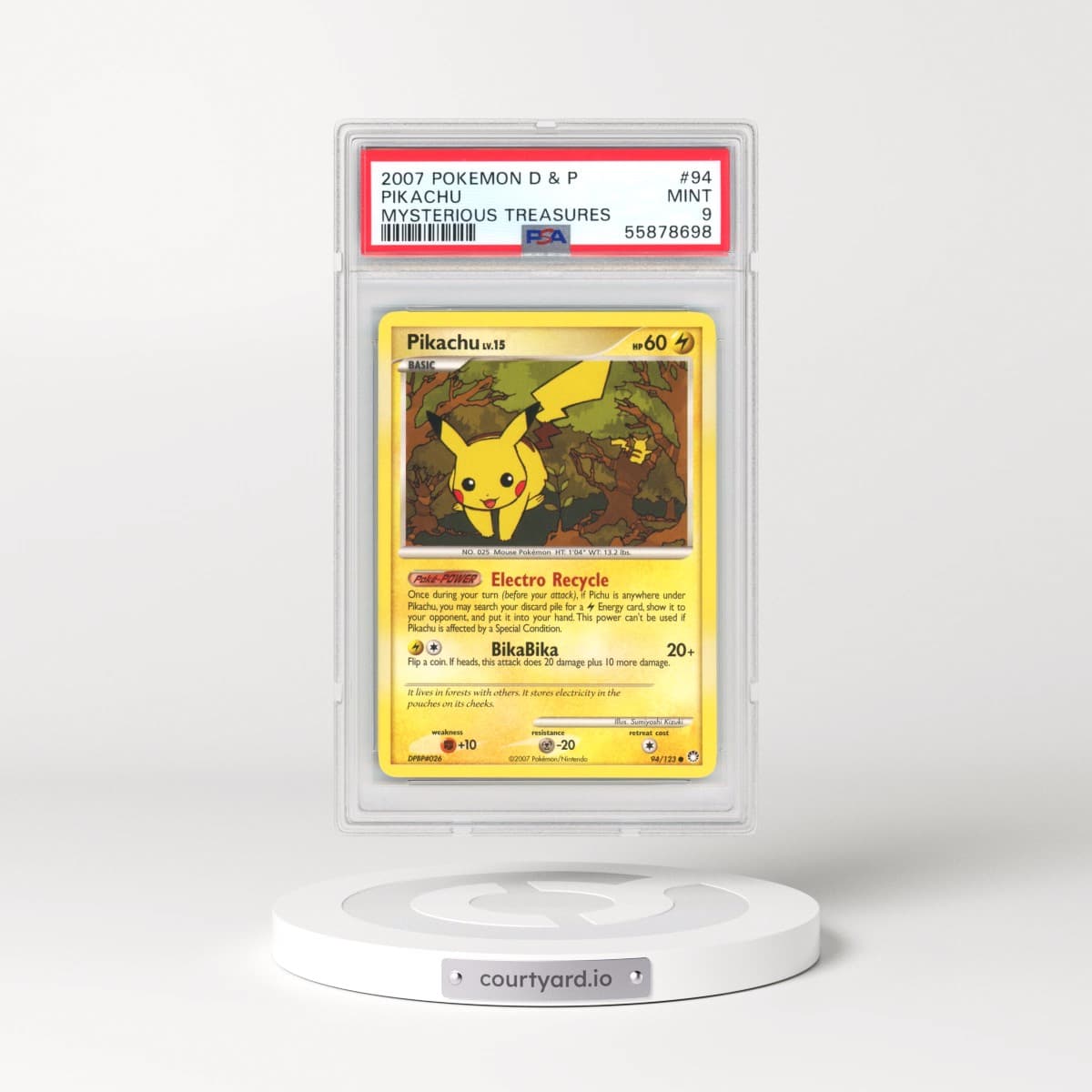 2007 Mysterious Treasures #94 Pikachu (PSA 9 MINT)
