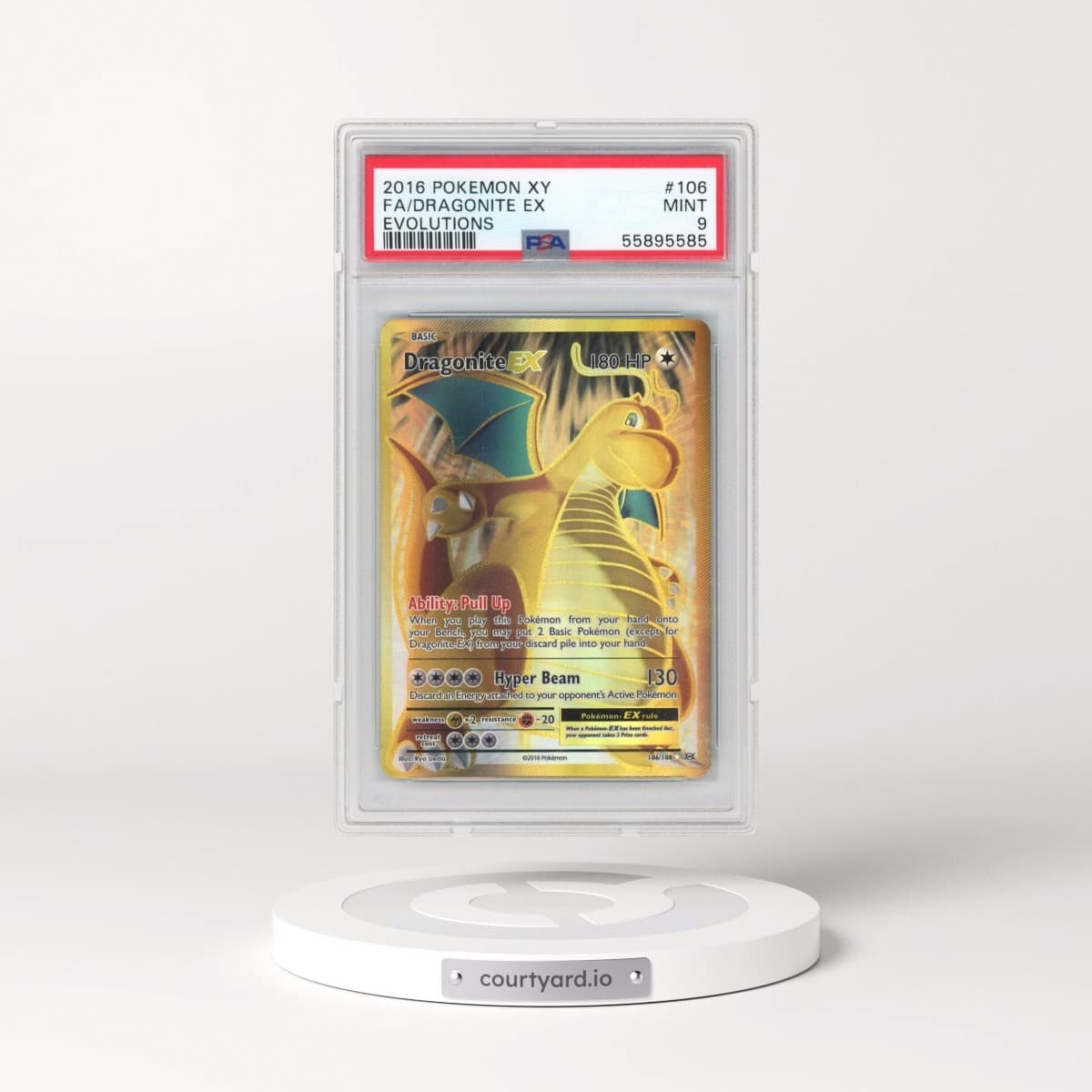 2016 Pokémon XY Evolutions #106 Dragonite EX - Holo Full Art (PSA 9 MINT)