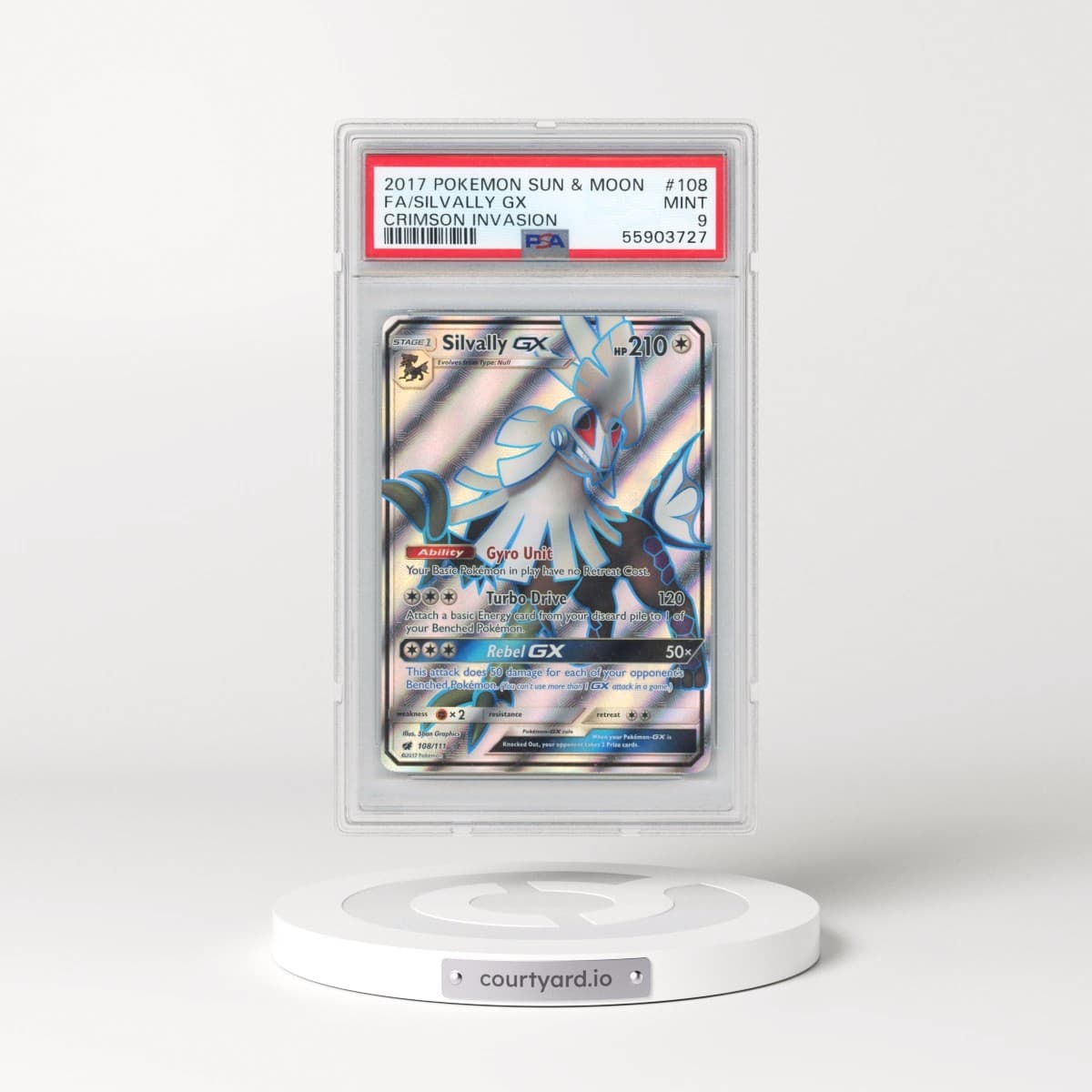 2017 Pokémon Sun & Moon Crimson Invasion #108 Silvally GX - Holo Full Art (PSA 9 MINT)