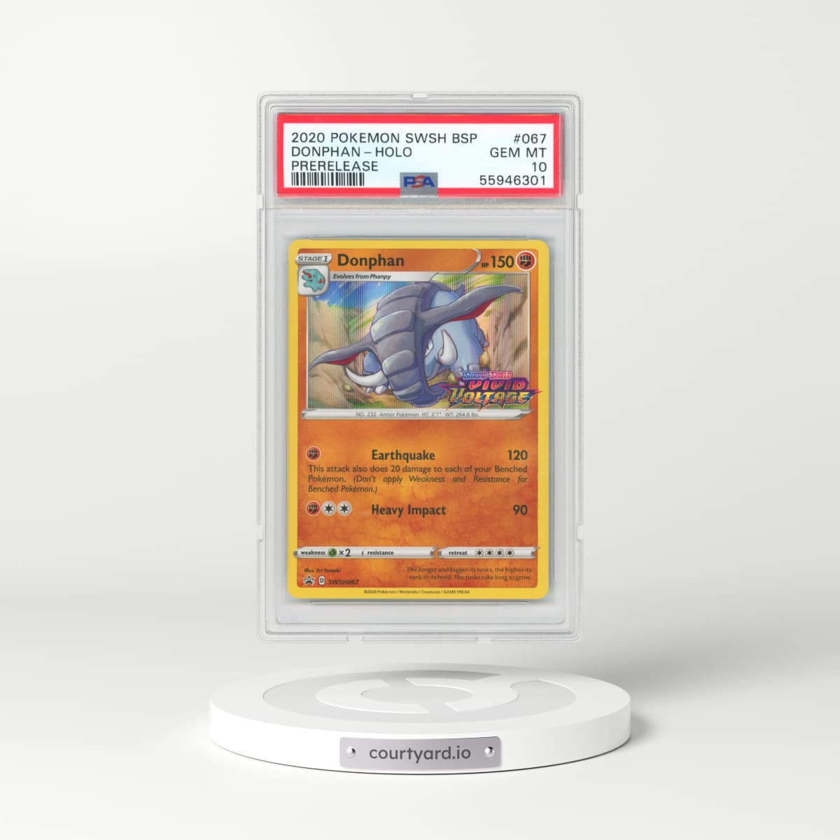 2017 Black Star Promos - Sword & Shield #067 Donphan - Vivid Voltage Prerelease Promo (PSA 10 GEM MINT)