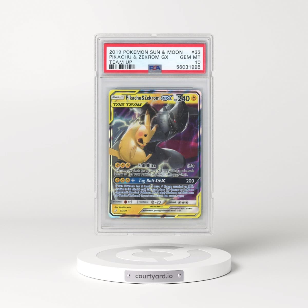 2019 Pokémon Sun & Moon Team Up #33 Pikachu & Zekrom GX - Holo (PSA 10 GEM MINT)