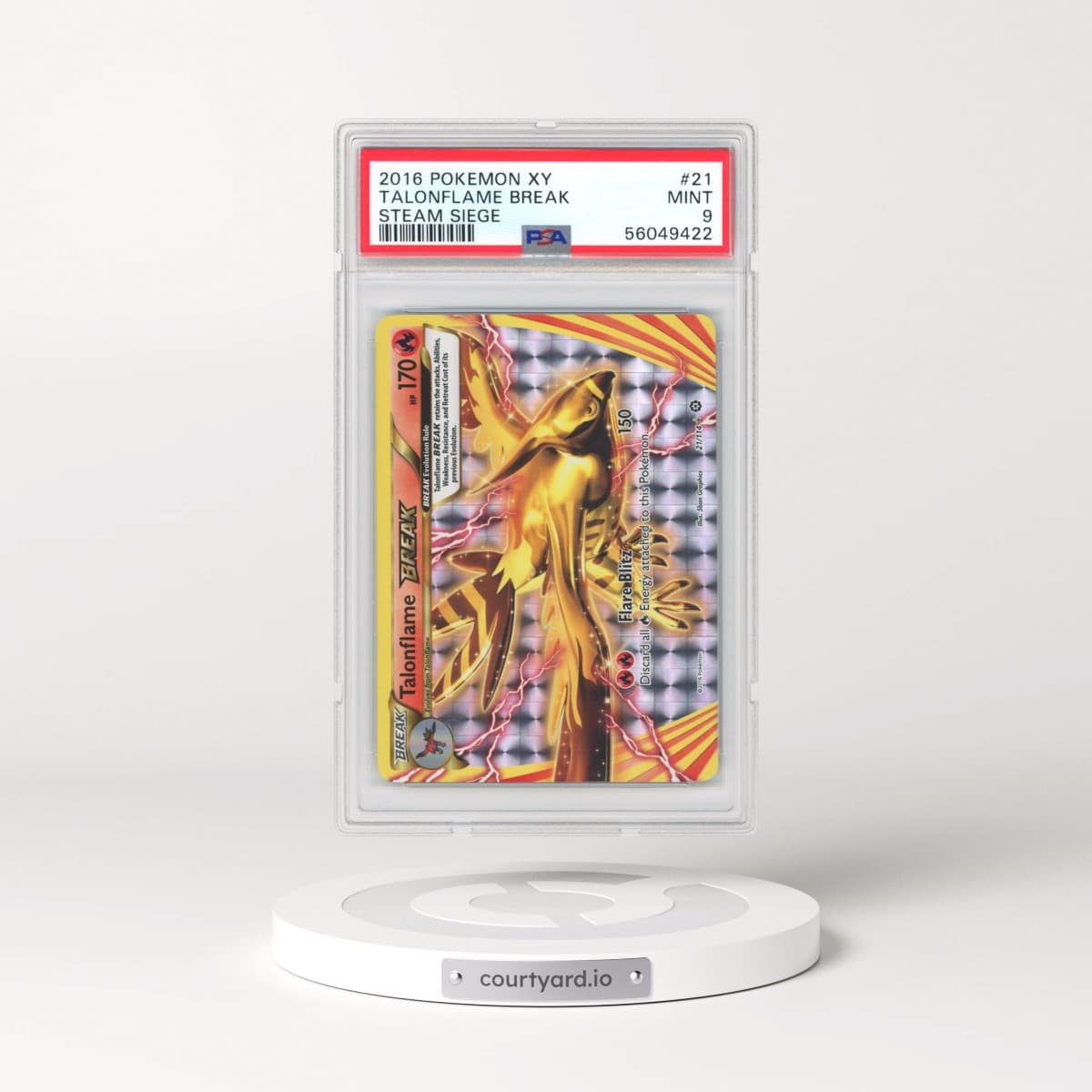 2016 Steam Siege #21 Talonflame Break - Full Art Holo (PSA 9 MINT)