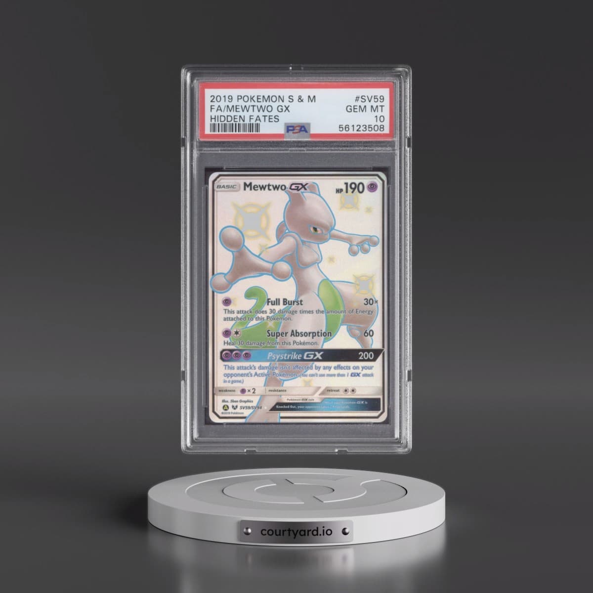 2019 Pokémon Sun & Moon Hidden Fates #SV59 Mewtwo GX - Holo Full Art (PSA 10 GEM MINT)