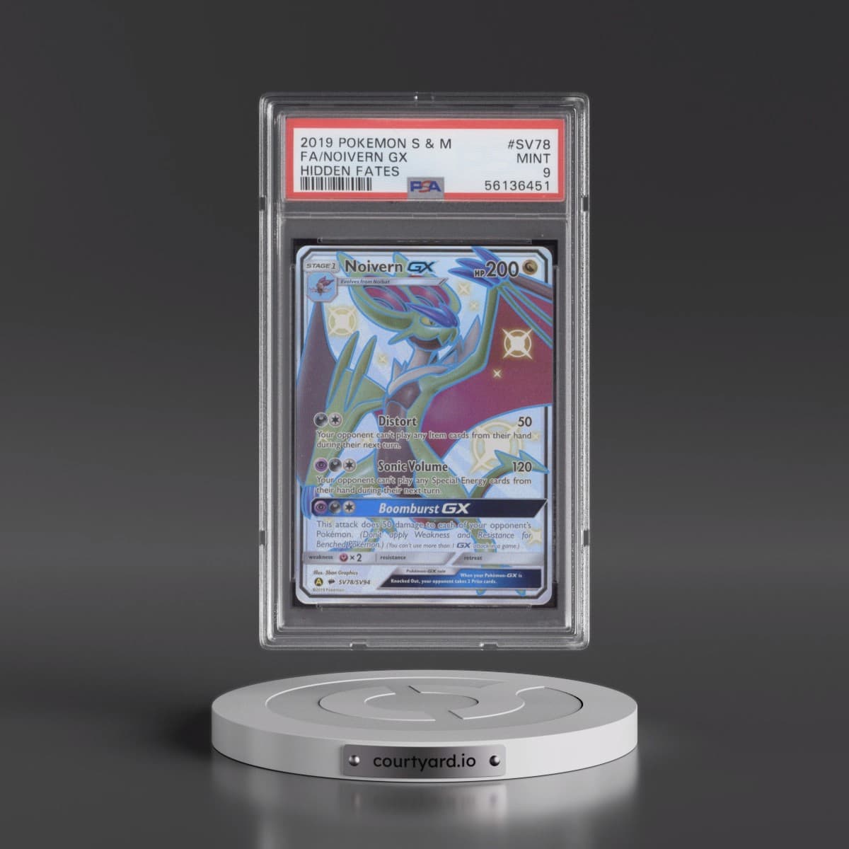 2019 Pokémon Sun & Moon Hidden Fates #SV78 Noivern GX - Holo Full Art (PSA 9 MINT)