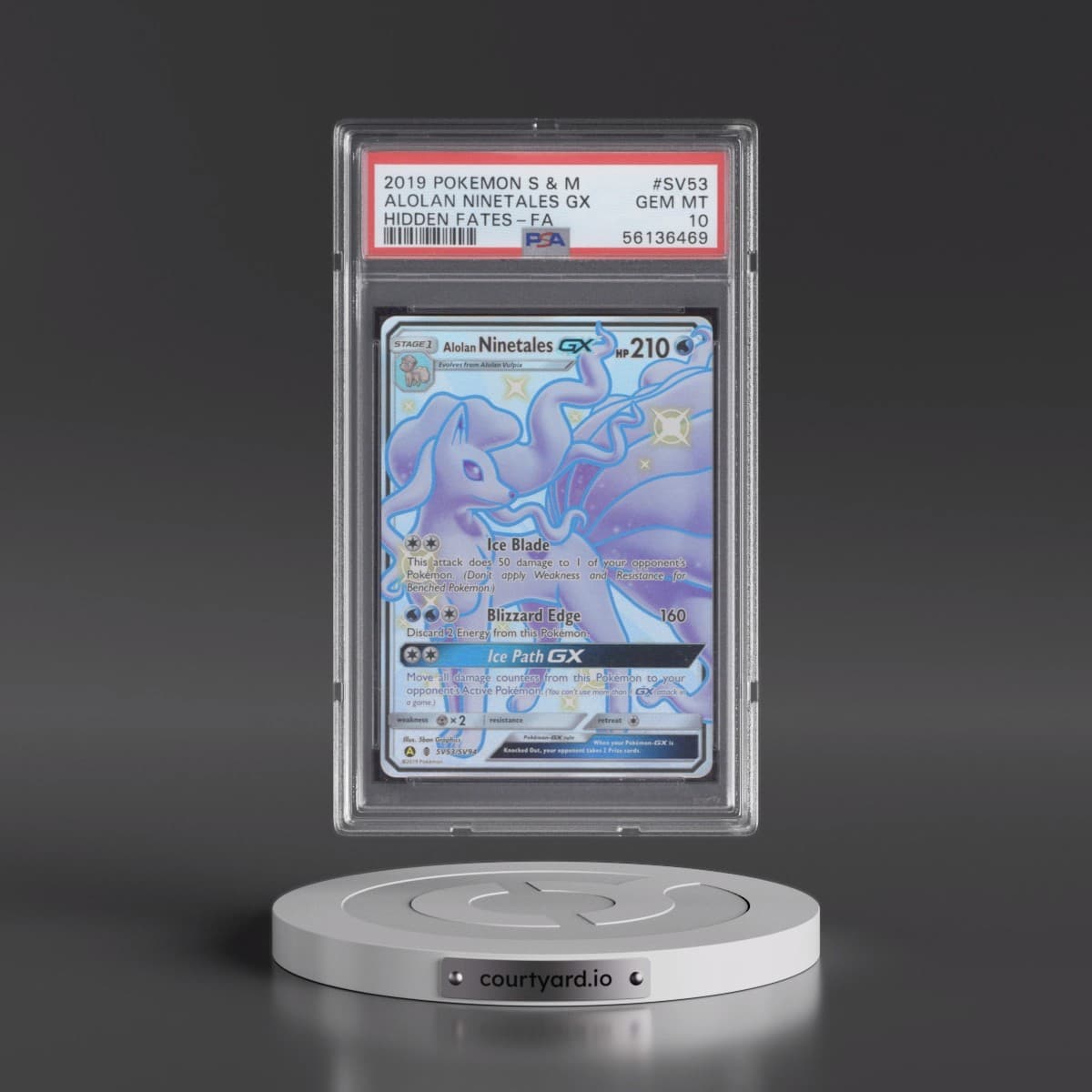 2019 Pokémon Sun & Moon Hidden Fates #SV53 Alolan Ninetales GX - Holo Full Art (PSA 10 GEM MINT)