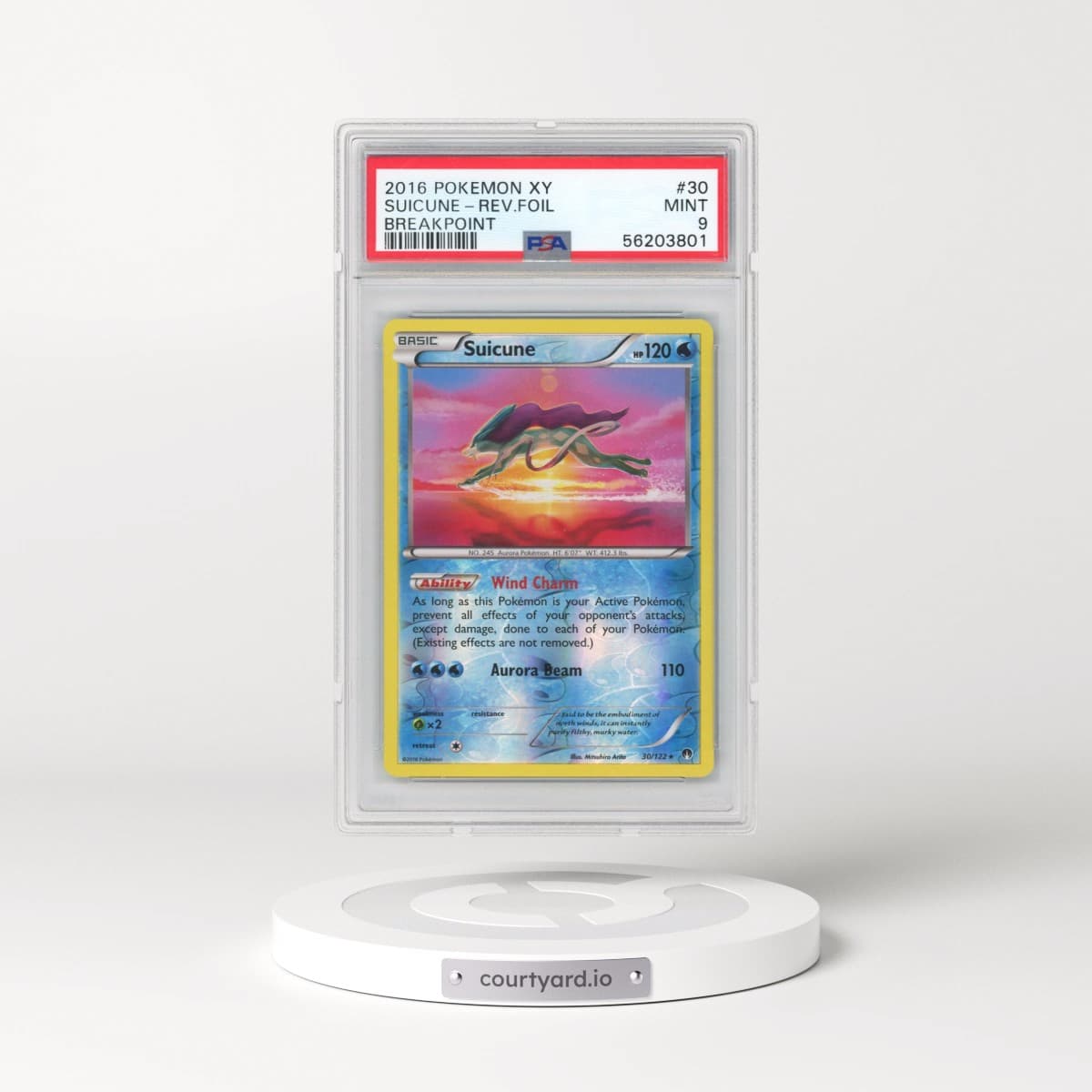 2016 Pokémon XY Breakpoint #30 Suicune - Reverse Foil (PSA 9 MINT)