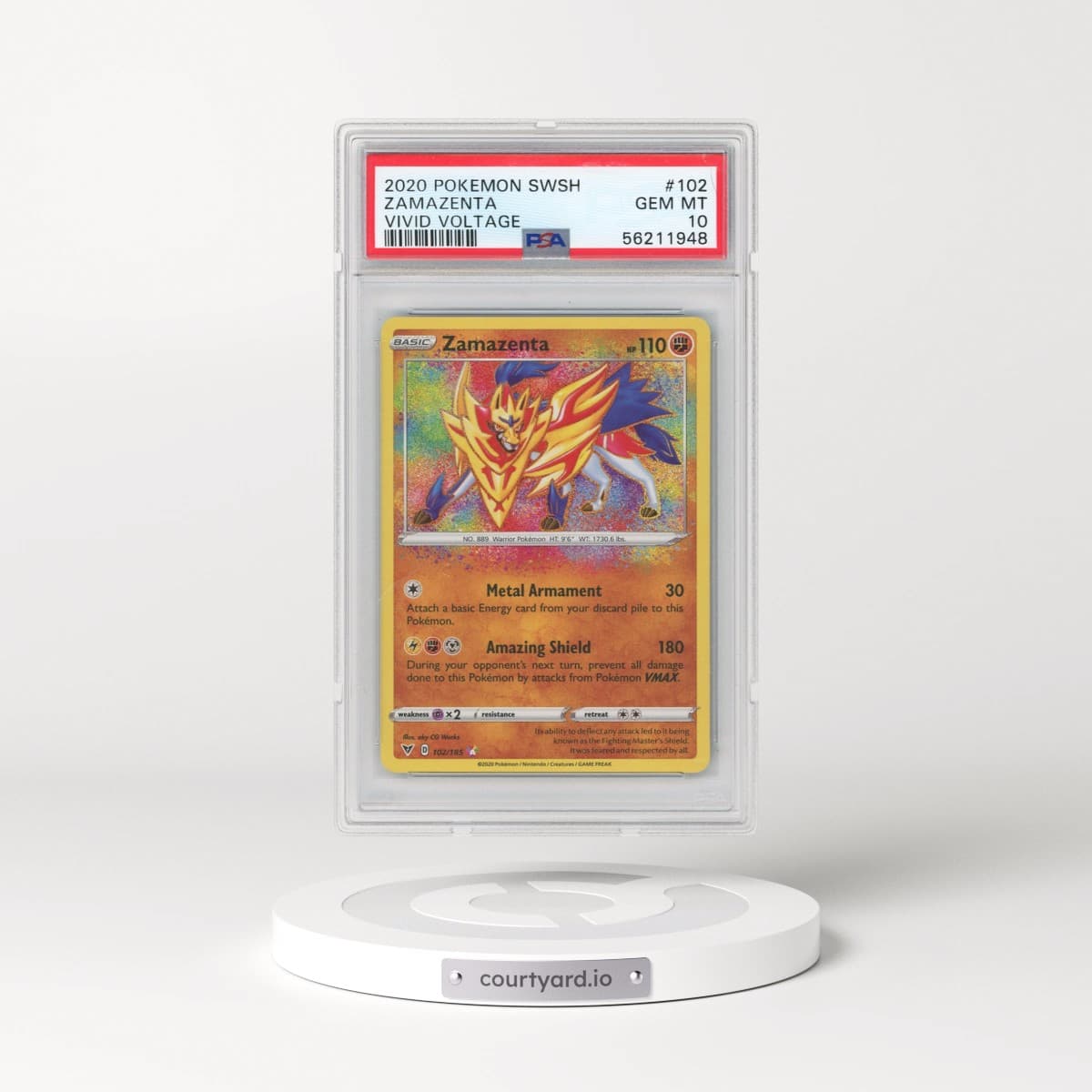 2020 Pokémon Sword & Shield Vivid Voltage #102 Zamazenta (PSA 10 GEM MINT)