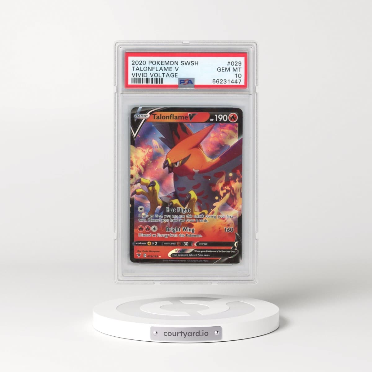 2020 Pokémon Sword & Shield Vivid Voltage #029 Talonflame V - Holo (PSA 10 GEM MINT)