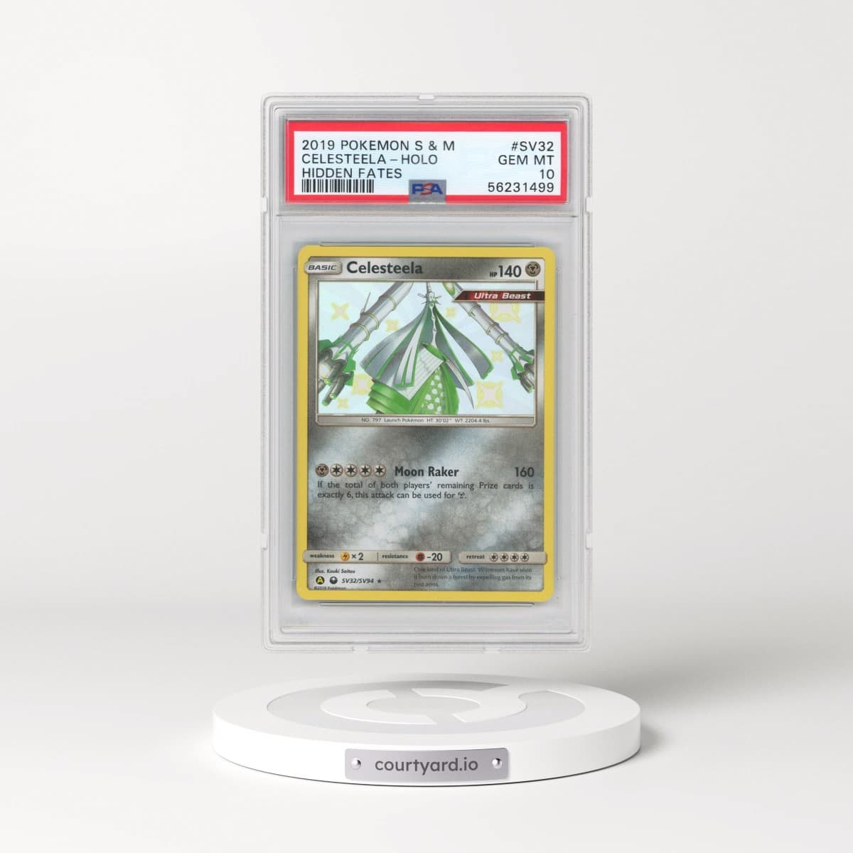 2019 Pokémon Sun & Moon Hidden Fates #SV32 Celesteela - Holo (PSA 10 GEM MINT)