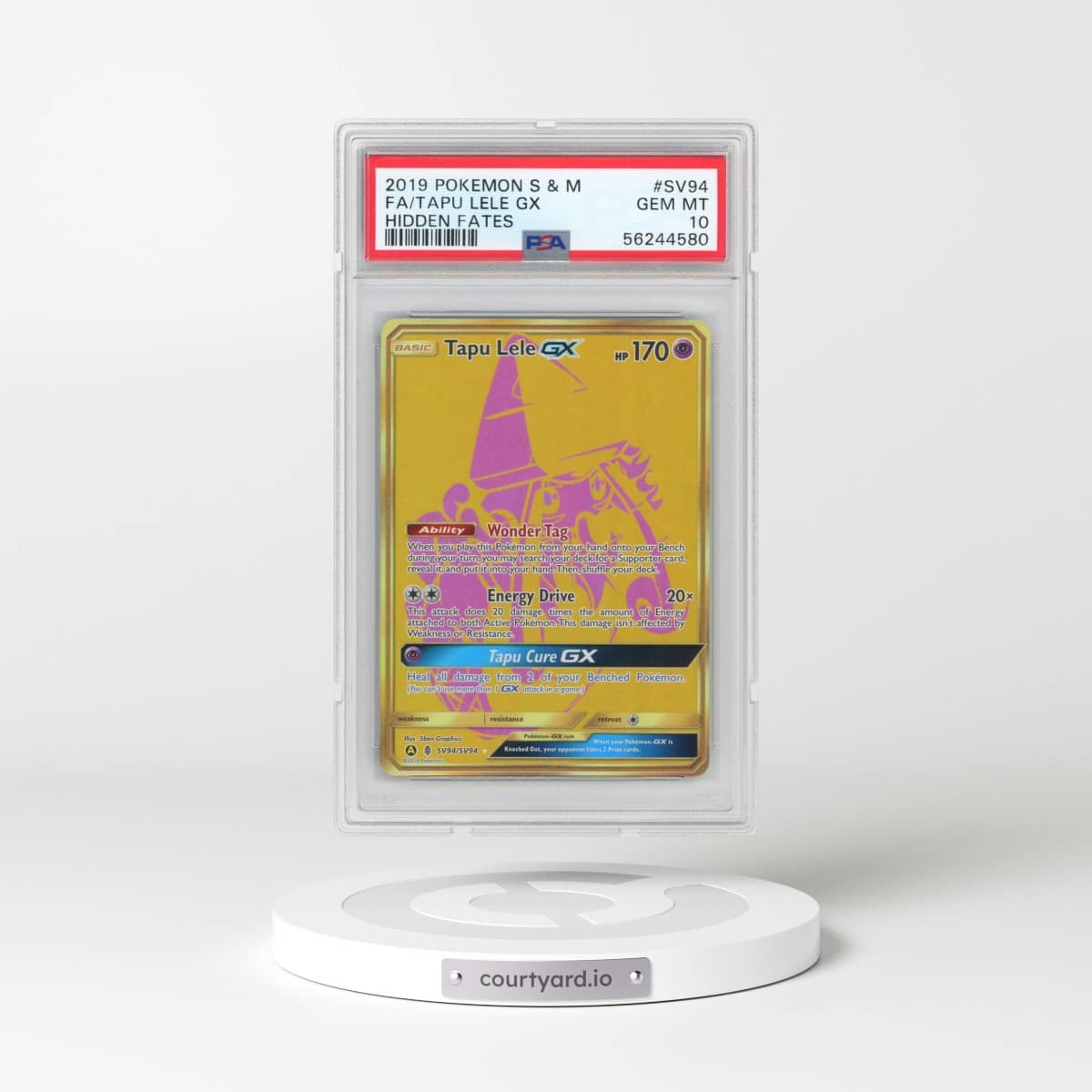 2019 Pokémon Sun & Moon Hidden Fates #SV94 Tapu Lele GX - Holo Full Art (PSA 10 GEM MINT)