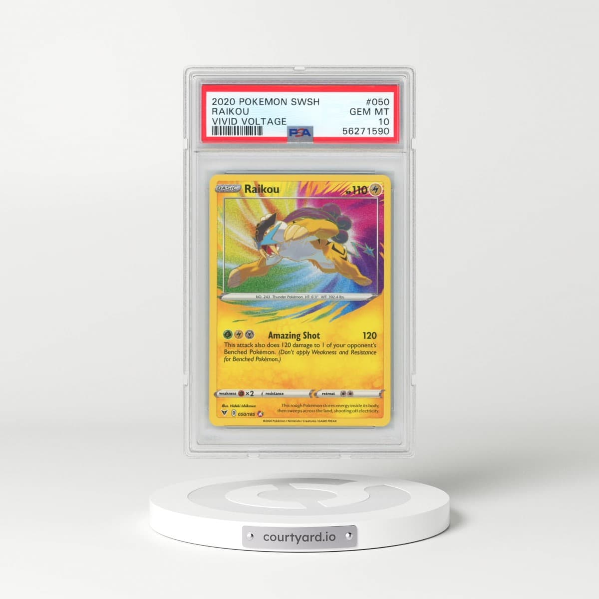 2020 Pokémon Sword & Shield Vivid Voltage #050 Raikou (PSA 10 GEM MINT)