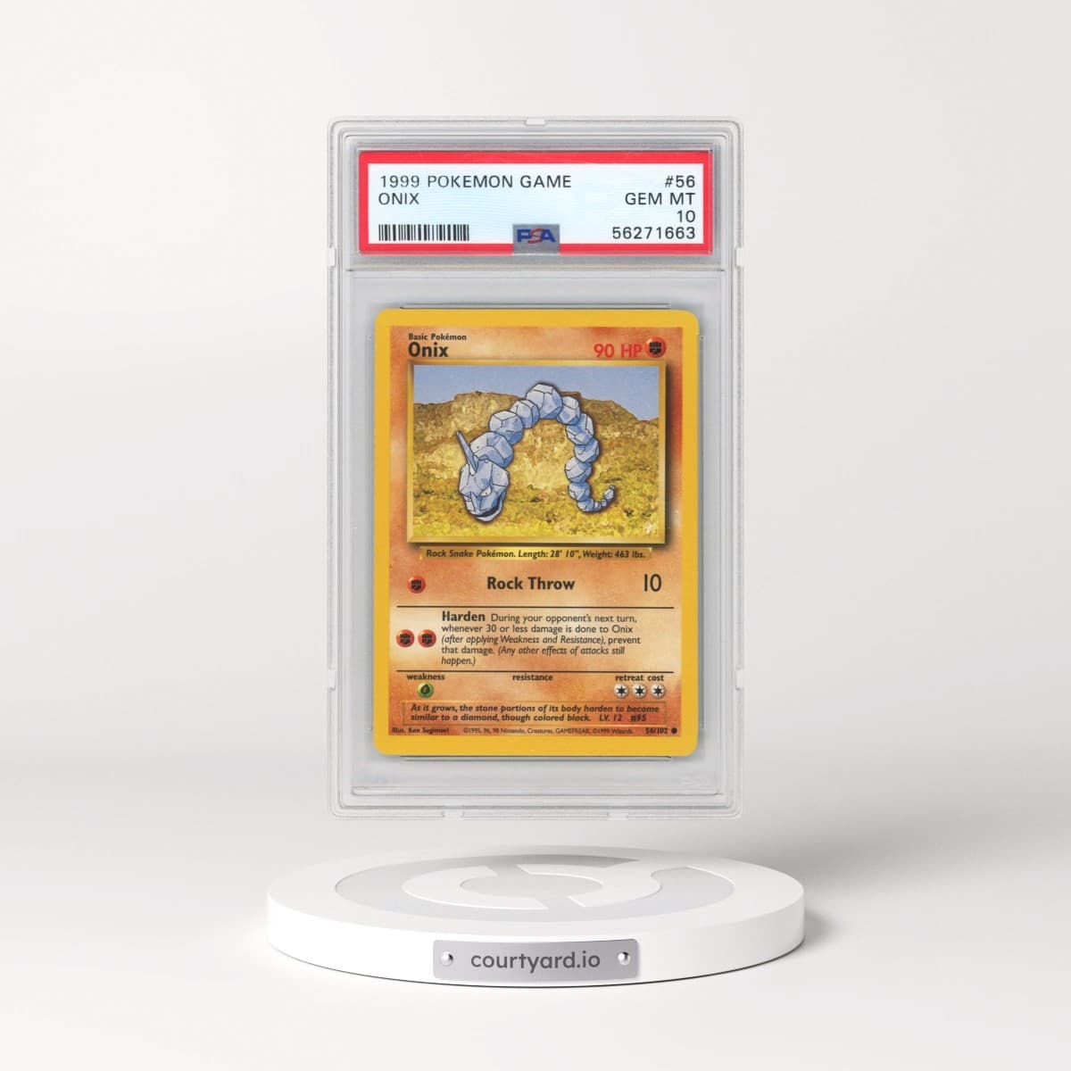 1999 Pokémon Game #56 Onix (PSA 10 GEM MINT)