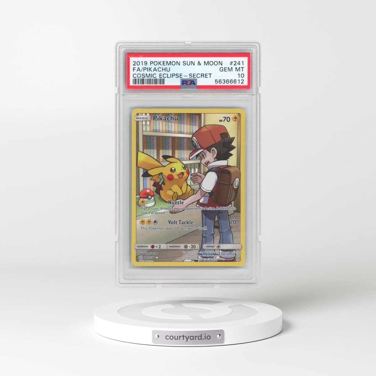 2019 Pokémon Sun & Moon Cosmic Eclipse #241 Pikachu - Full Art Secret (PSA 10 GEM MINT)