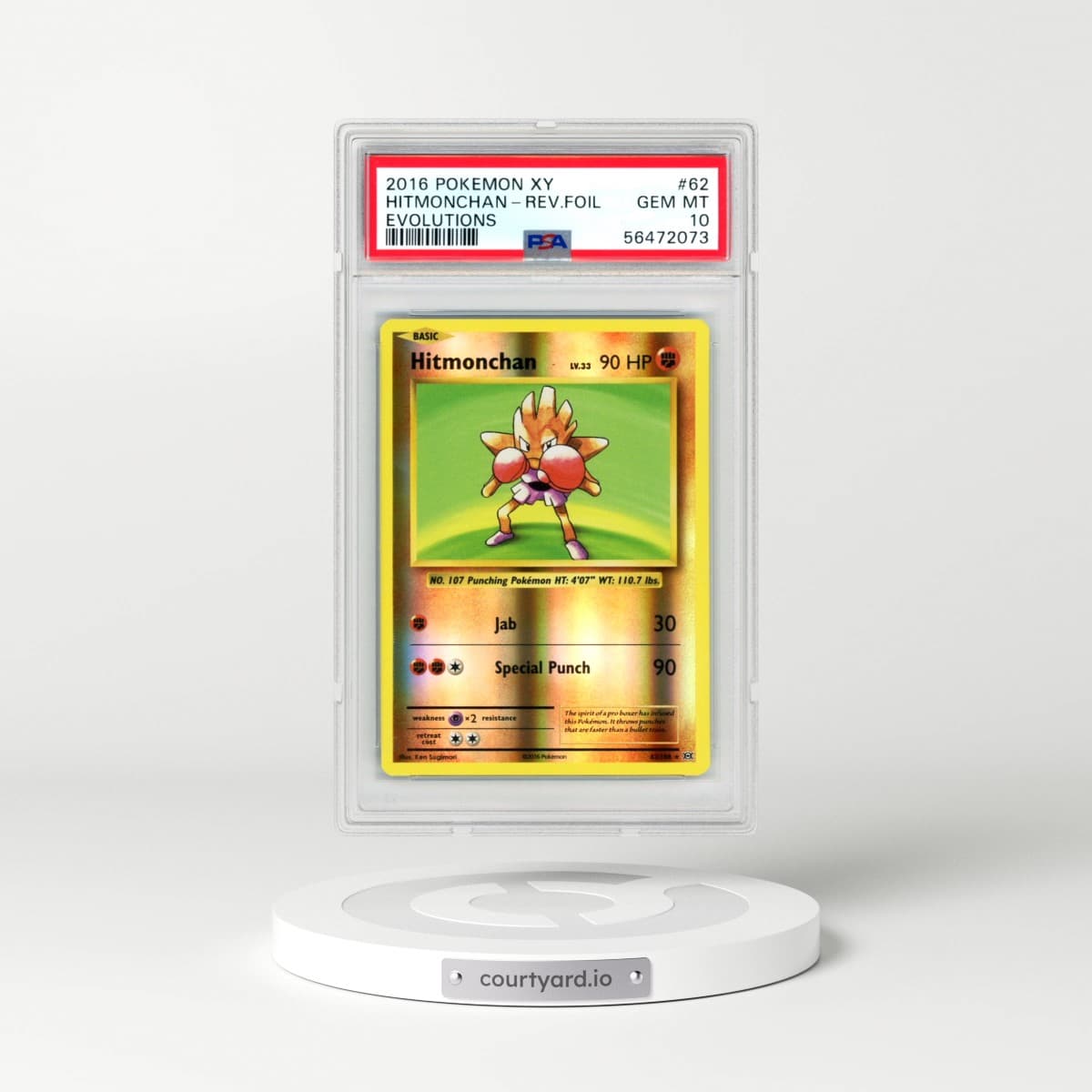 2016 Pokémon XY Evolutions #62 Hitmonchan - Reverse Foil (PSA 10 GEM MINT)