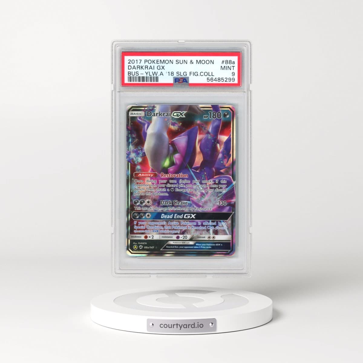 2017 Pokémon Sun & Moon Burning Shadows #88a Darkrai GX - Holo Yellow A 2018 Shining Legends Figure Collection (PSA 9 MINT)