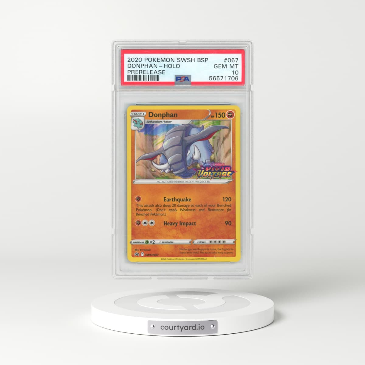 2020 Pokémon Swsh Black Star Promo #067 Donphan - Holo Prerelease (PSA 10 GEM MINT)