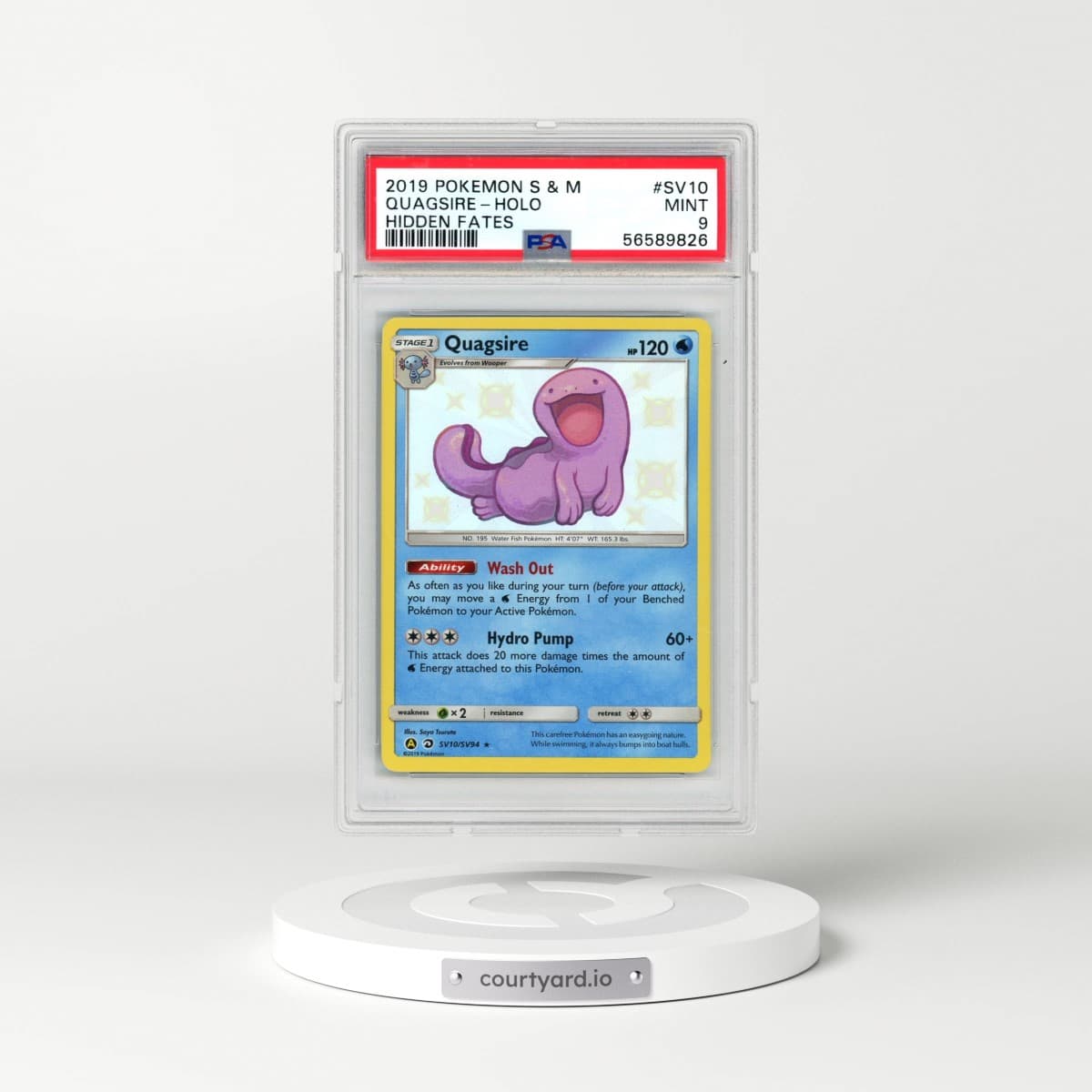 2019 Pokémon Sun & Moon Hidden Fates #SV10 Quagsire - Holo (PSA 9 MINT)
