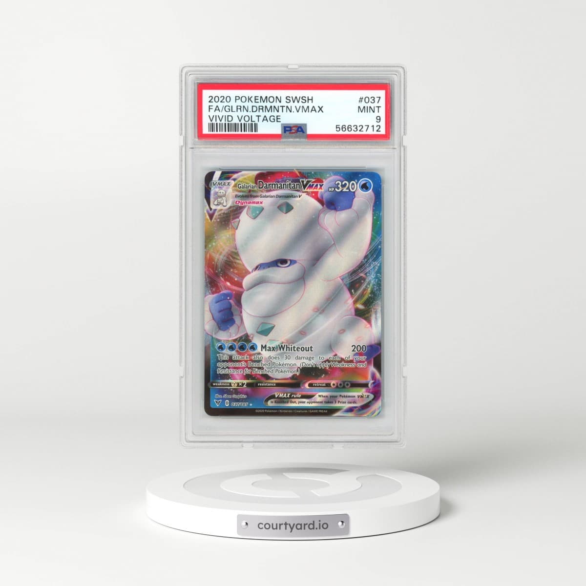 2020 Pokémon Sword & Shield Vivid Voltage #037 Galarian Darmanitan Vmax - Full Art (PSA 9 MINT)