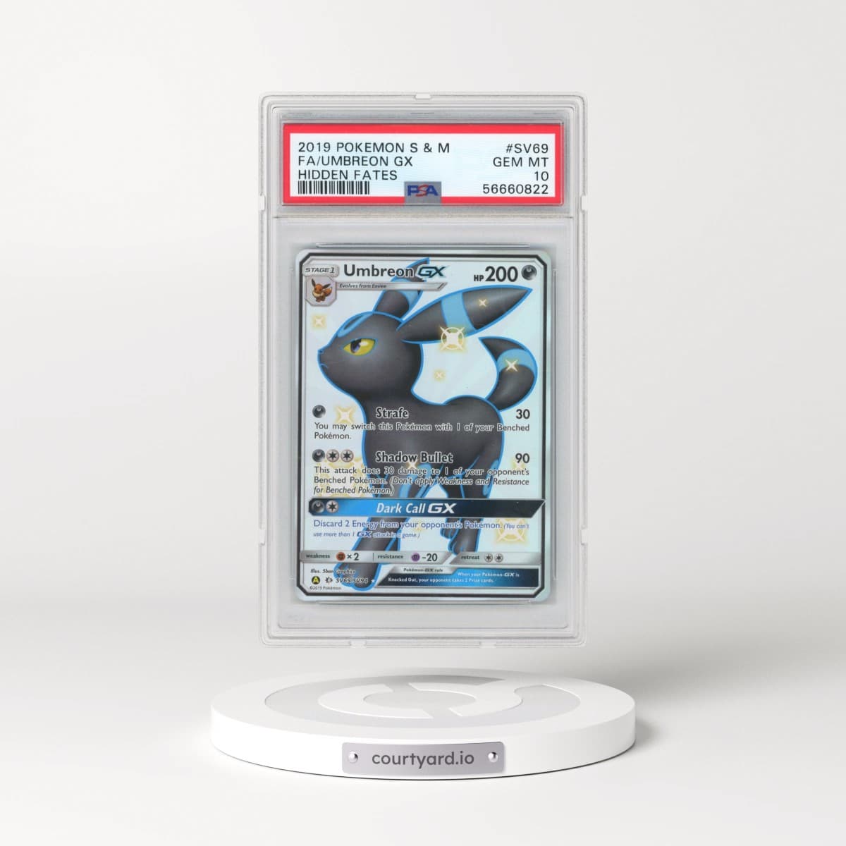 2019 Pokémon Sun & Moon Hidden Fates #SV69 Umbreon GX - Holo Full Art (PSA 10 GEM MINT)