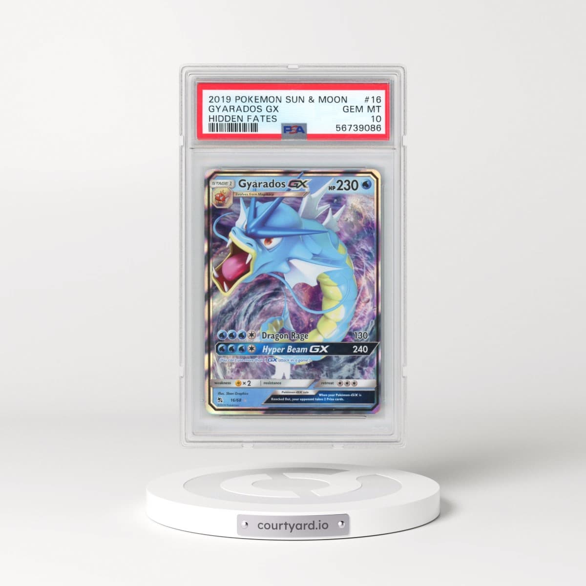 2019 Pokémon Sun & Moon Hidden Fates #16 Gyarados GX - Holo (PSA 10 GEM MINT)