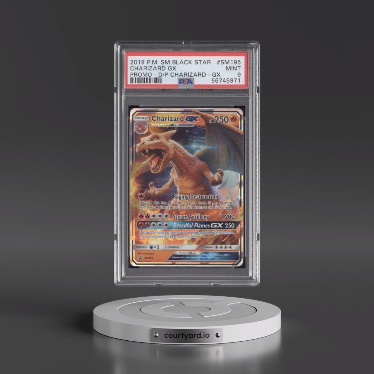 2019 Pokémon SM Black Star Promo #SM195 Charizard GX - Holo Detective Pikachu Charizard-GX (PSA 9 MINT)