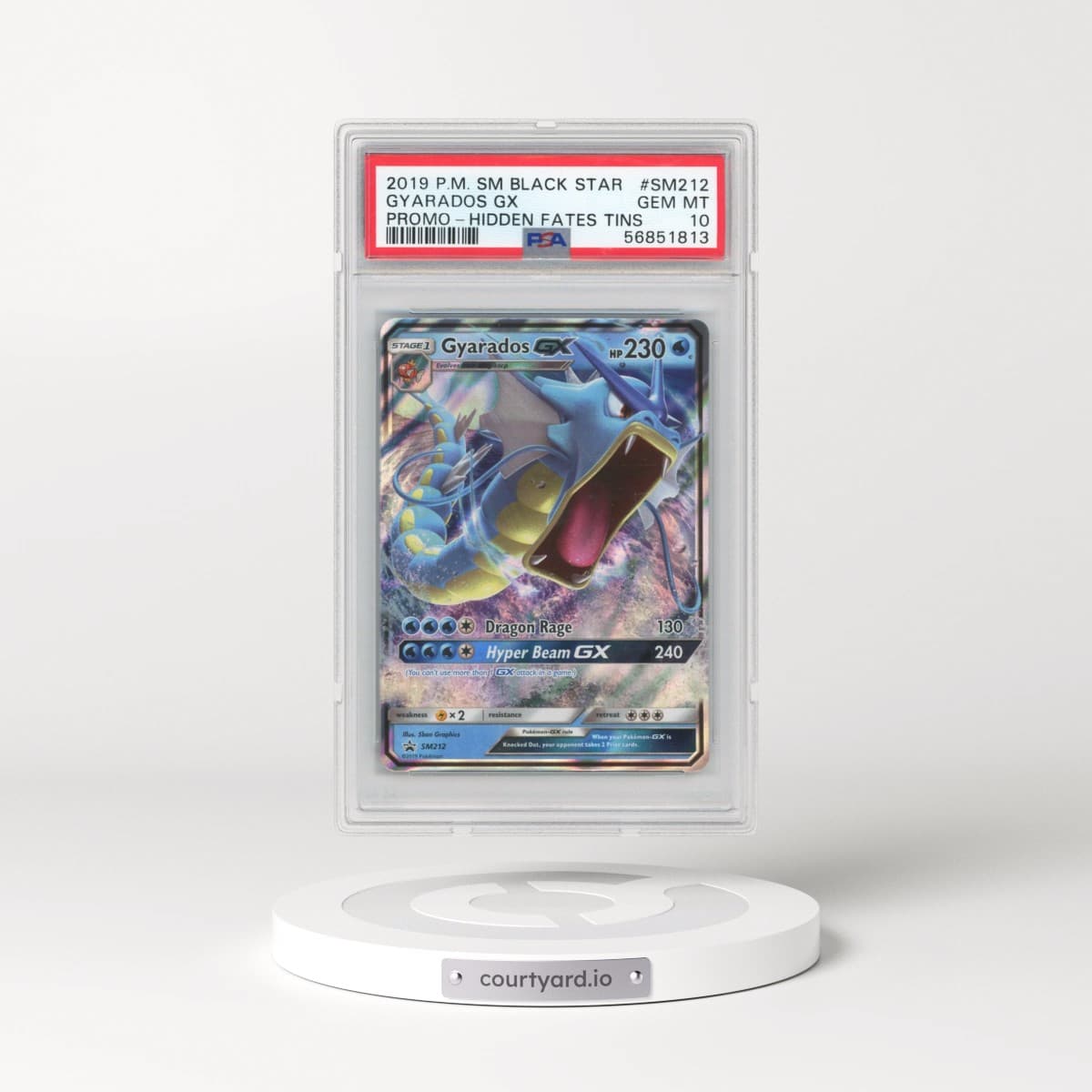 2019 Pokémon SM Black Star Promo #SM212 Gyarados GX - Holo Hidden Fates Tins (PSA 10 GEM MINT)