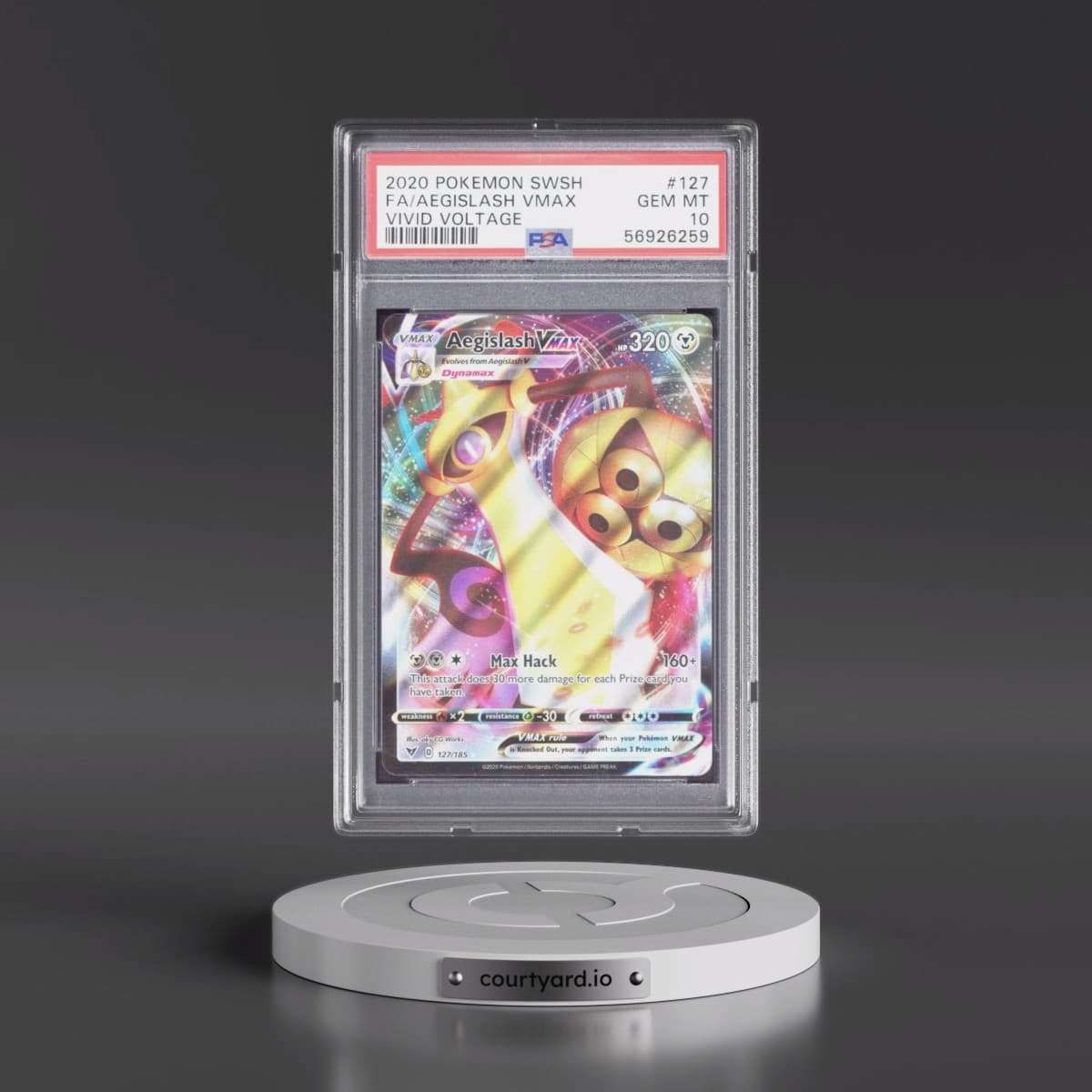 2020 Pokémon Sword & Shield Vivid Voltage #127 Aegislash Vmax - Full Art (PSA 10 GEM MINT)