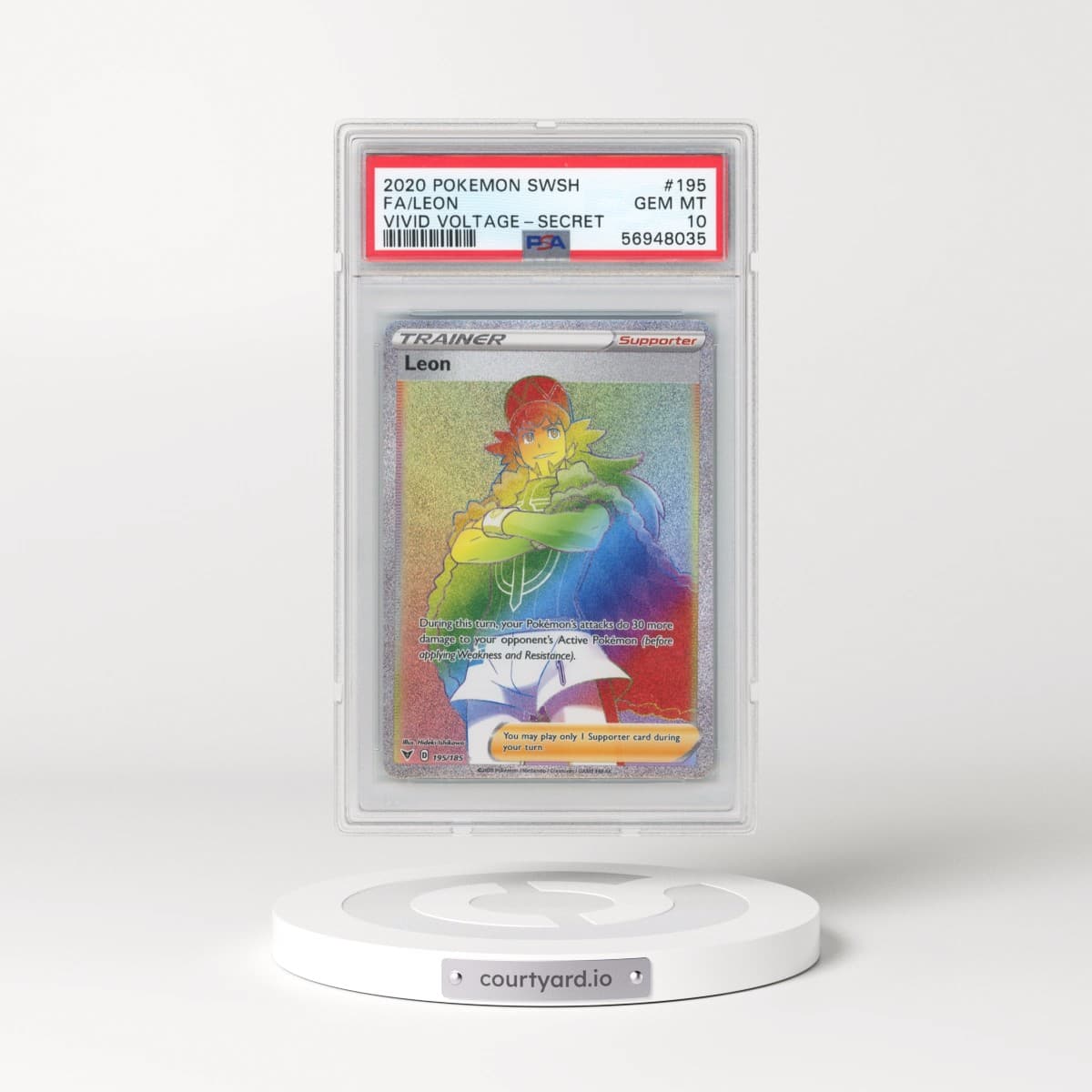 2020 Pokémon Sword & Shield Vivid Voltage #195 Leon - Full Art Secret (PSA 10 GEM MINT)