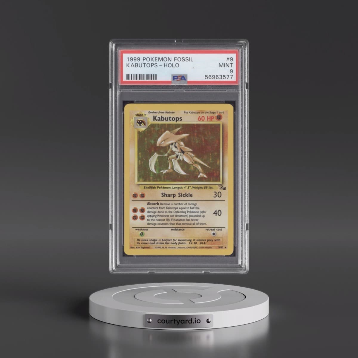1999 Pokémon Fossil #9 Kabutops - Holo (PSA 9 MINT)