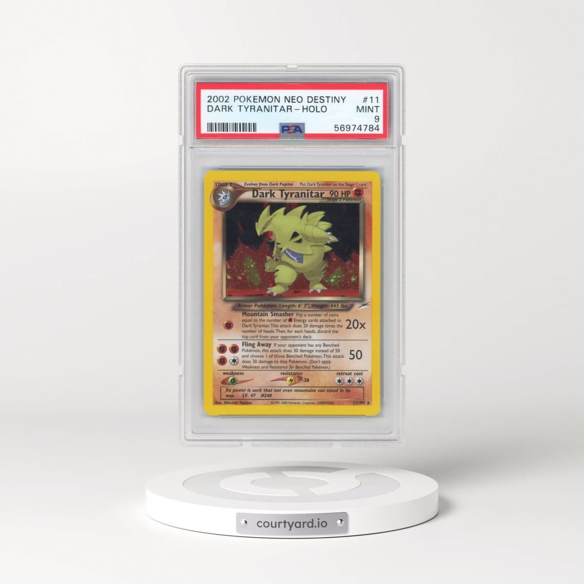 2002 Pokémon Neo Destiny #11 Dark Tyranitar - Holo (PSA 9 MINT)