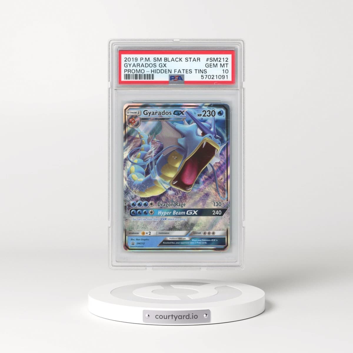 2019 Pokémon SM Black Star Promo #SM212 Gyarados GX - Holo Hidden Fates Tins (PSA 10 GEM MINT)