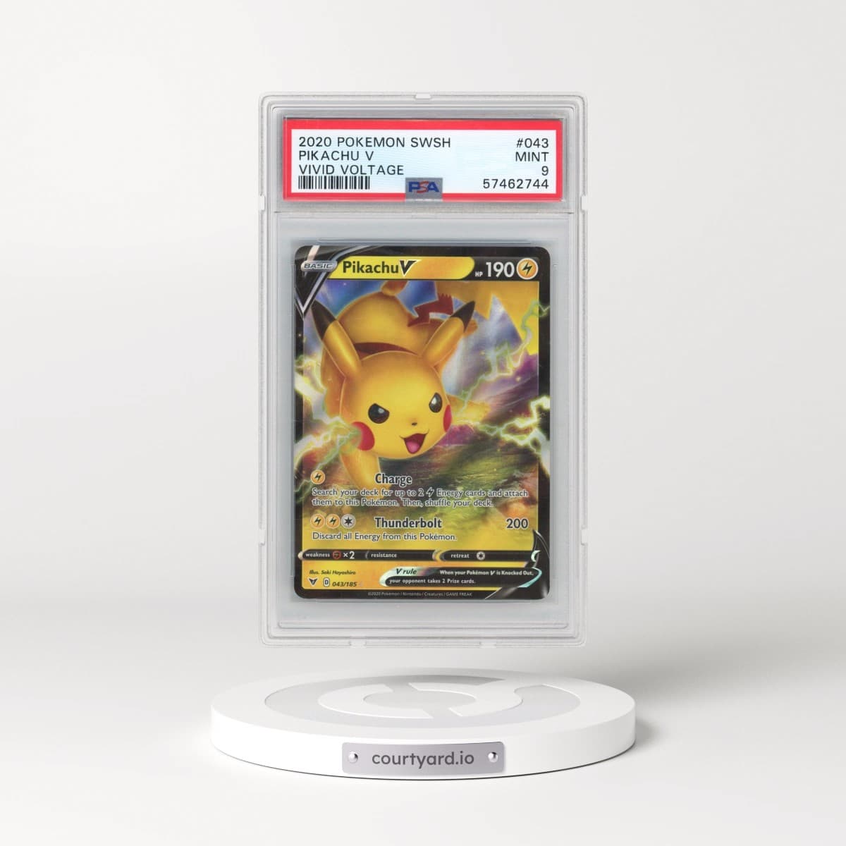 2020 Pokémon Sword & Shield Vivid Voltage #043 Pikachu V - Holo (PSA 9 MINT)
