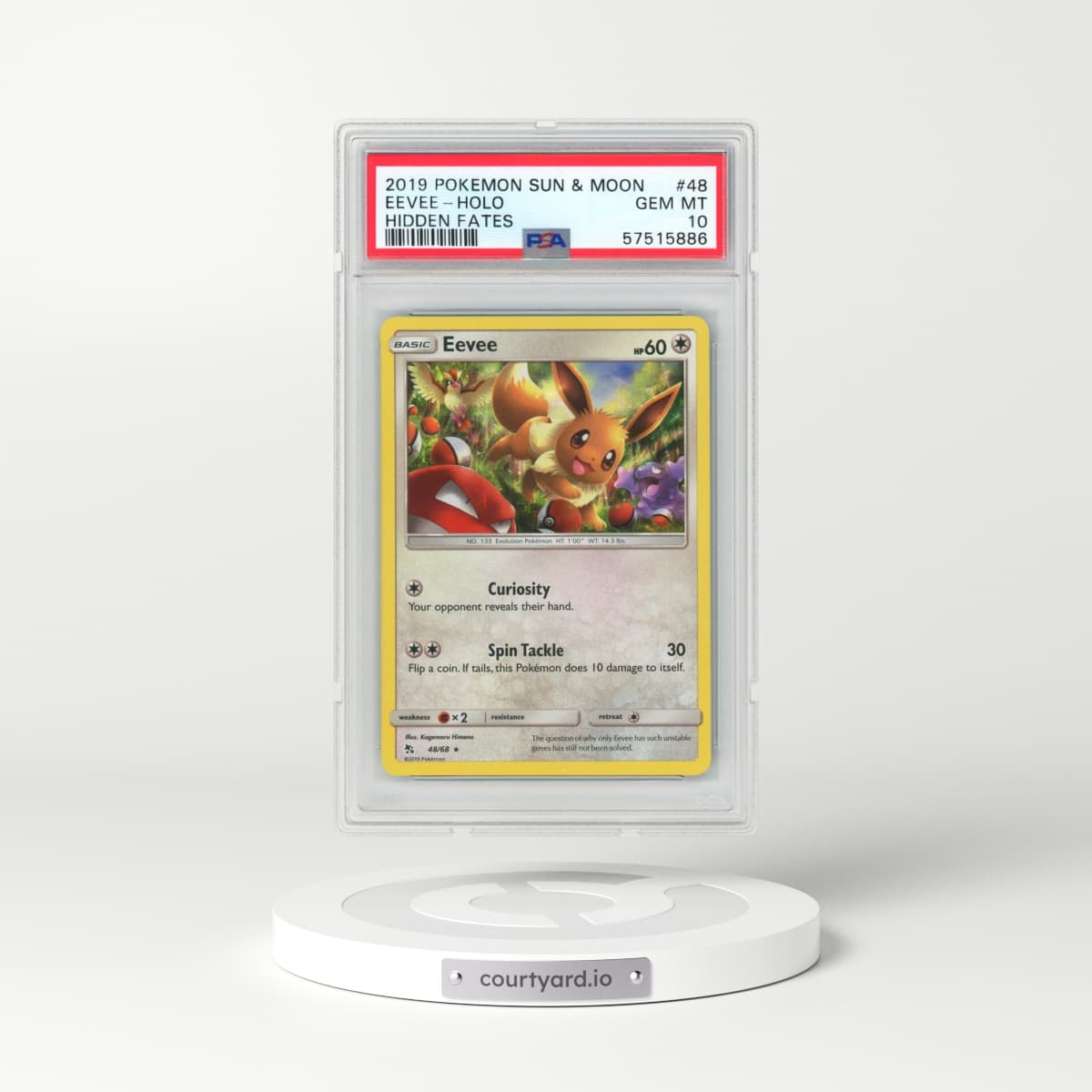 2019 Pokémon Sun & Moon Hidden Fates #48 Eevee - Holo (PSA 10 GEM MINT)