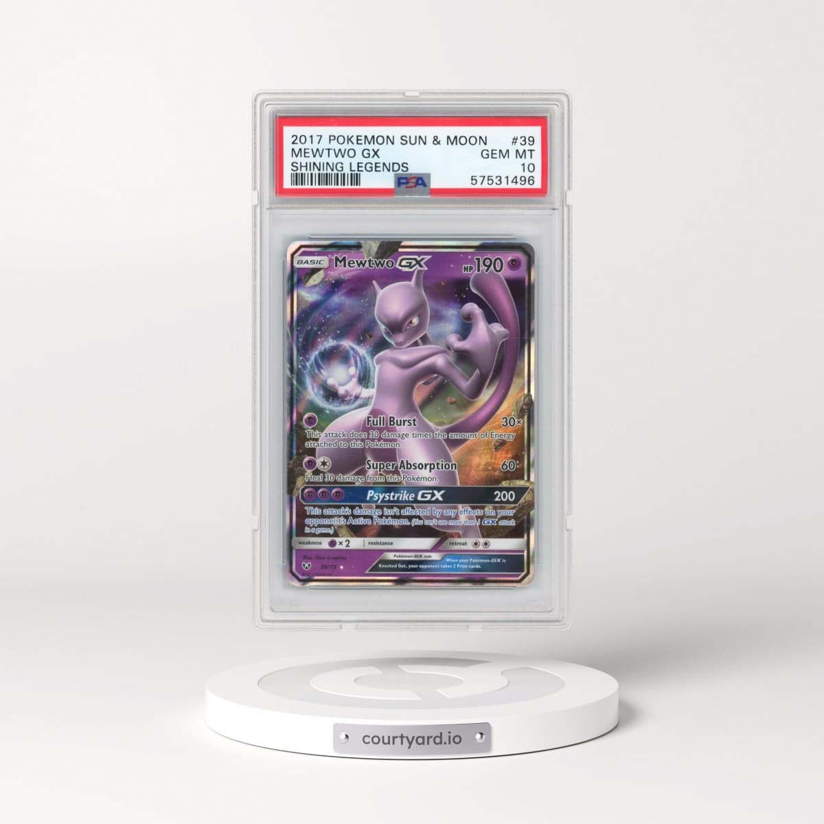 2017 Pokémon Sun & Moon Shining Legends #39 Mewtwo GX - Holo (PSA 10 GEM MINT)