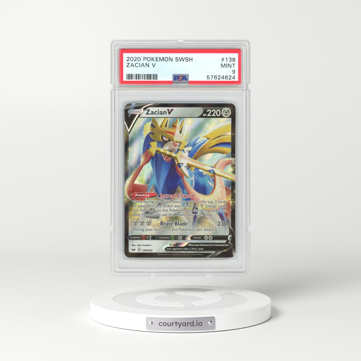 2020 Sword & Shield #138 Zacian V - Full Art Holo (PSA 9 MINT)