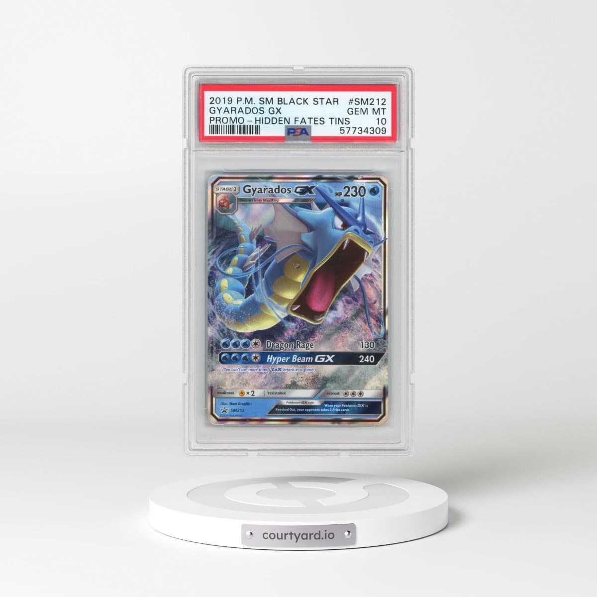 2019 Pokémon SM Black Star Promo #SM212 Gyarados GX - Holo Hidden Fates Tins (PSA 10 GEM MINT)