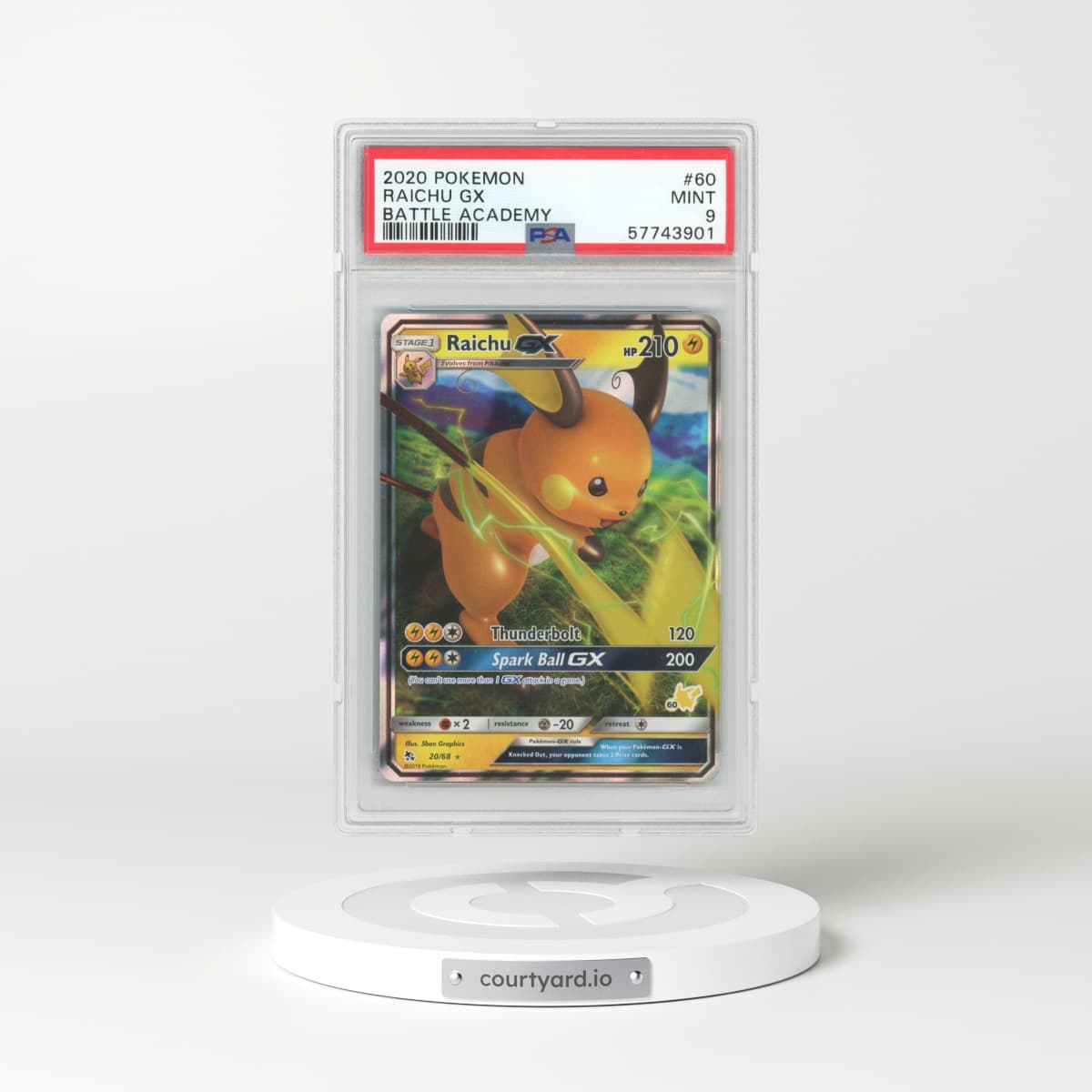 2020 Pokémon Battle Academy #60 Raichu GX (PSA 9 MINT)