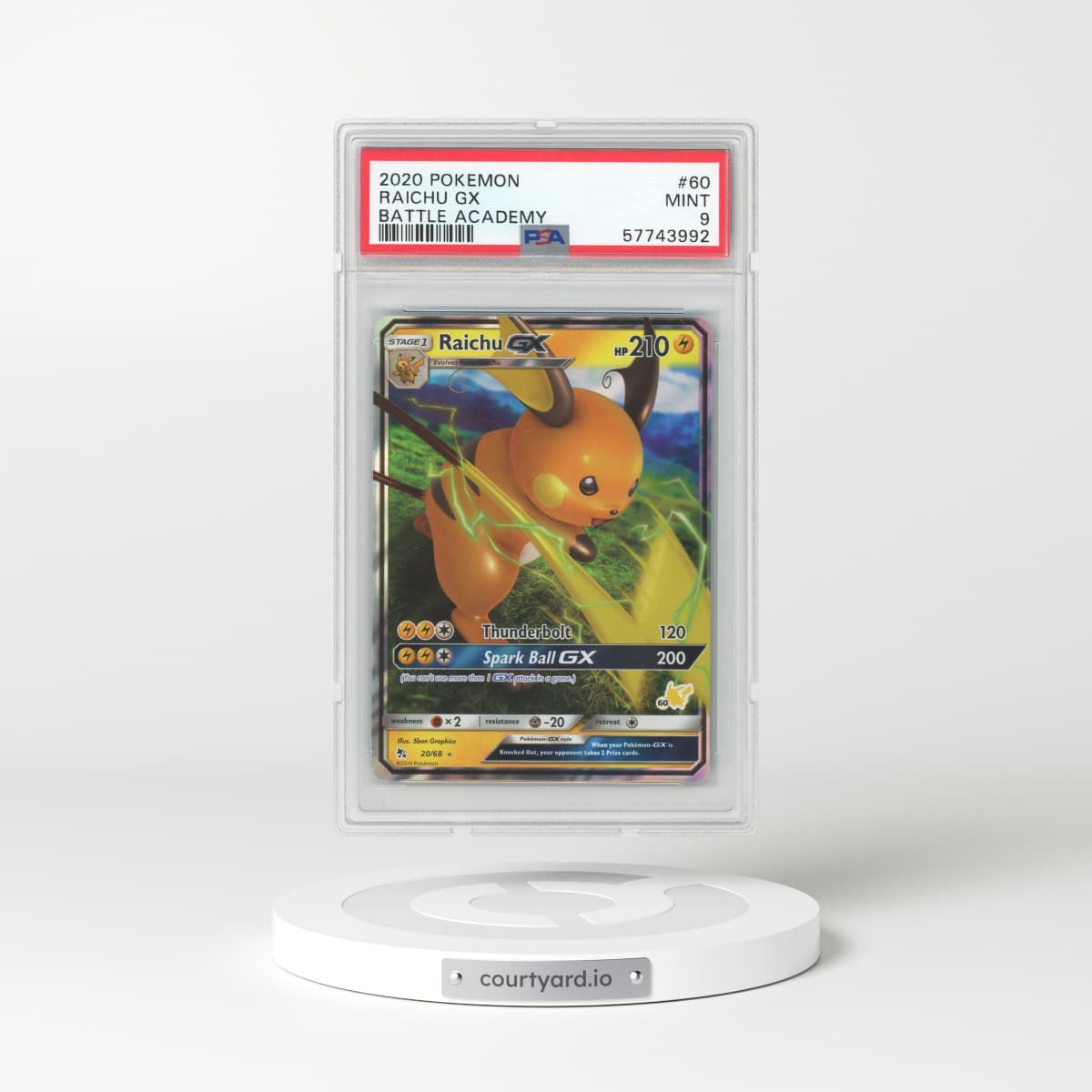 2020 Pokémon Battle Academy #60 Raichu GX - Holo (PSA 9 MINT)