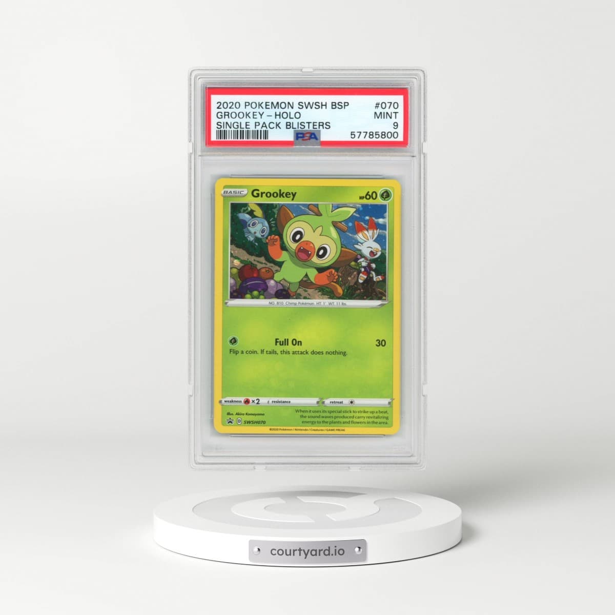 2020 Pokémon Swsh Black Star Promo #070 Grookey - Holo Single Pack Blisters (PSA 9 MINT)