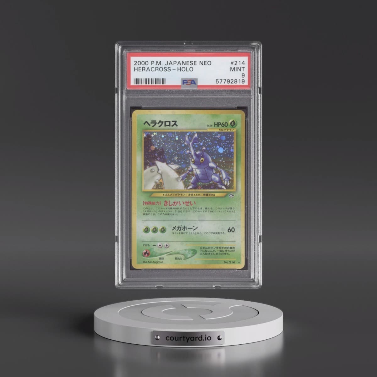 2000 Pokémon Neo #214 Heracross - Holo (PSA 9 MINT)
