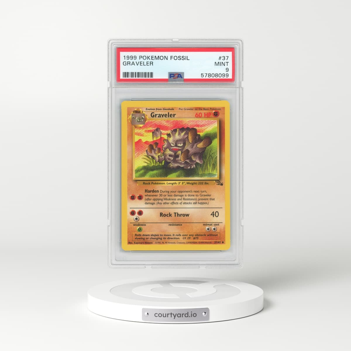 1999 Fossil #37 Graveler (PSA 9 MINT)