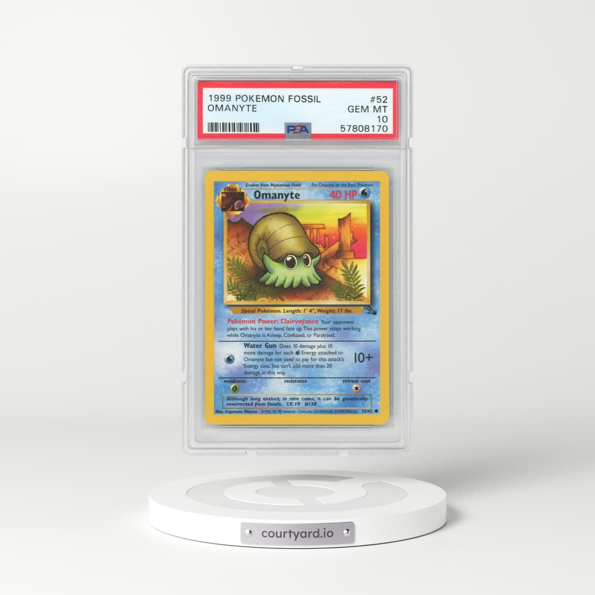 1999 Fossil #52 Omanyte (PSA 10 GEM MINT)