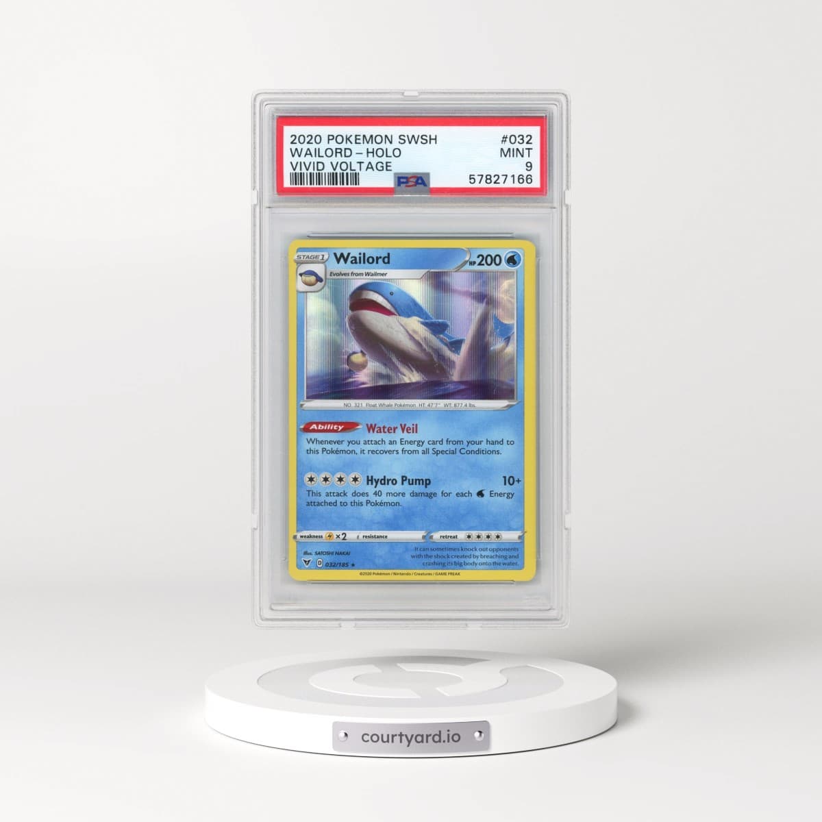 2020 Pokémon Sword & Shield Vivid Voltage #032 Wailord - Holo (PSA 9 MINT)